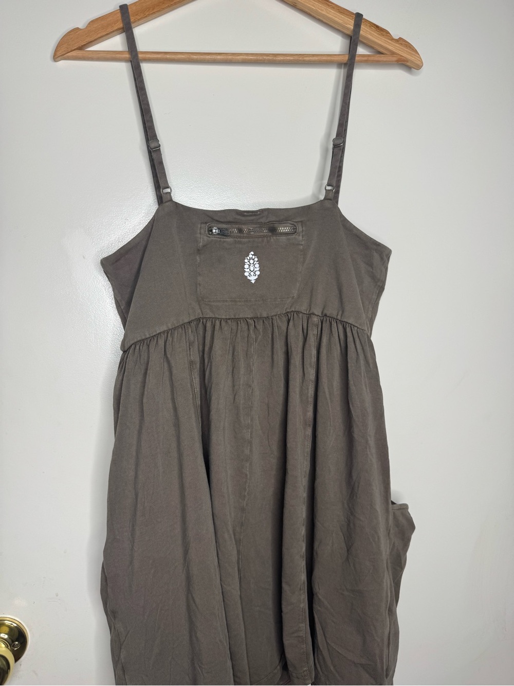 Free People Hot Shot Strappy Romper - Taupe Size L - Picture 5 of 7